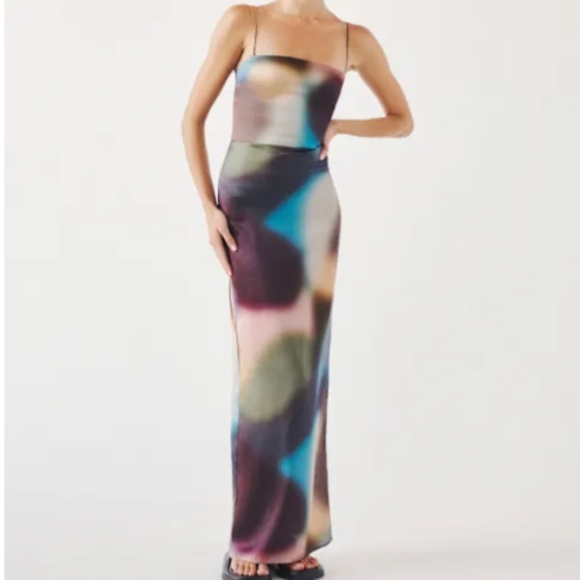 NEW WITH TAGS - Reformation Frankie Silk Dress Multi - Size 4